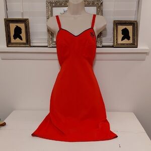 Vintage 50s Rogers Red Slip With Navy Trim